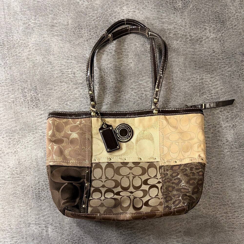 Coach Patchwork Brown Tote Shoulder Bag